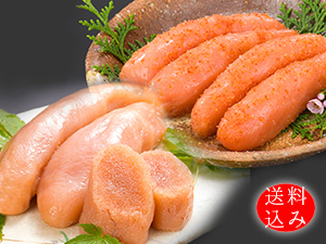 【送料込・和紙掛】道場の無着色たらこ500g・明太子400gセット(箱詰/急速冷凍)