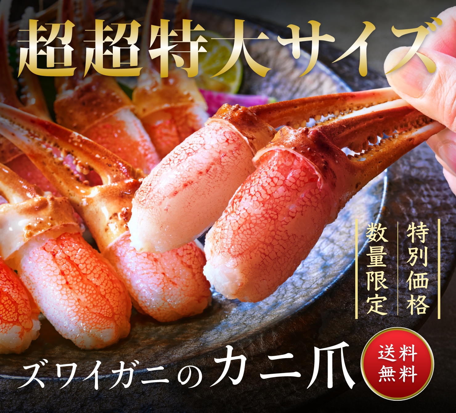 超超特大サイズ 数量限定特別価格 ズワイガニのカニの爪 送料無料