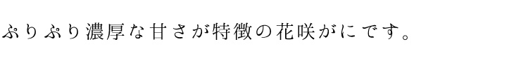 ぷりぷり濃厚な甘さが特徴の花咲がにです。