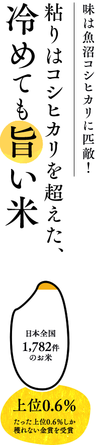 粘りはコシヒカリを超えた、冷めても旨い米